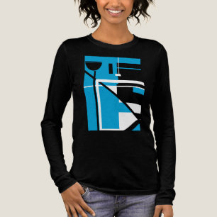 Schwarze blaue MCM-inspirierte geometrische Formen Tri-Blend Shirt