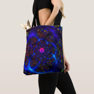 Schwarze Blaue Neon-Kosmik-Fraktal-Kunst