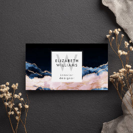 Schwarze Blaue Rosa Roségold-Monogramm Visitenkart