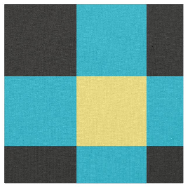 Schwarze, blaue und gelbe Schachbrettmuster Stoff (Nahaufnahme)