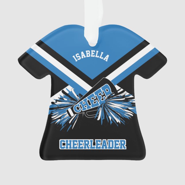 Schwarze, blaue und weiße Cheerleader Ornament (Vorderseite)