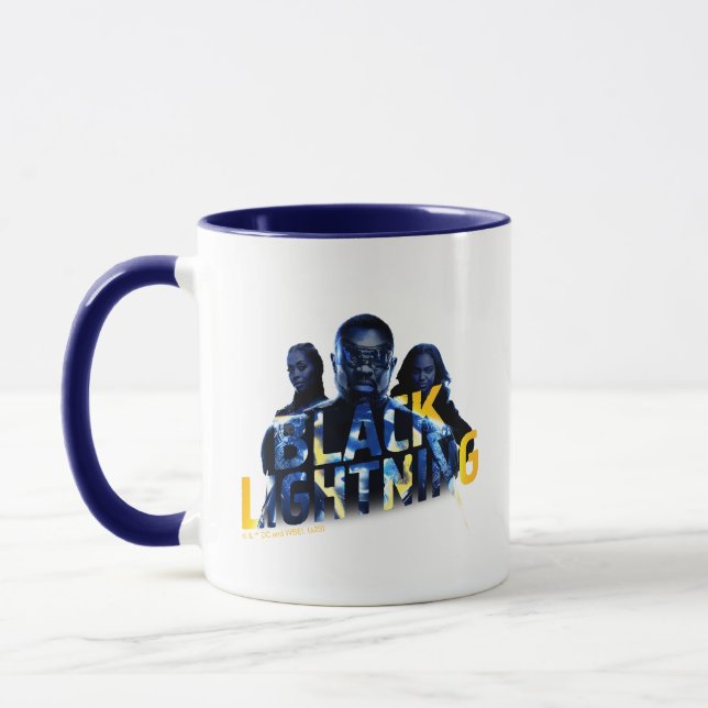 Schwarze Blitzhelden Graphic Tasse (Links)