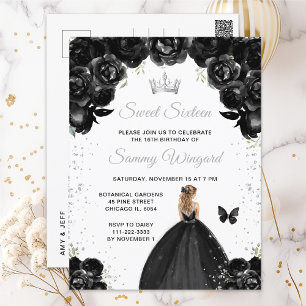 Schwarze blonde Haarprinzessin Sweet Sixteen Postkarte