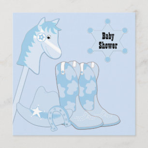 Schwarze Blue Cowboy-Baby-Party Einladung