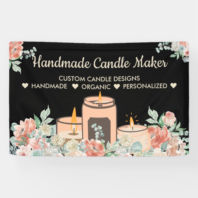 Schwarze Blume Aromatherapie Handmade Soy Candle Banner (Horizontal)
