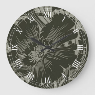 Schwarze Blume Art Rundgang Römische Zahlen Uhr