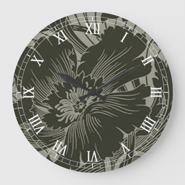 Schwarze Blume Art Rundgang Römische Zahlen Uhr (Vorderseite)