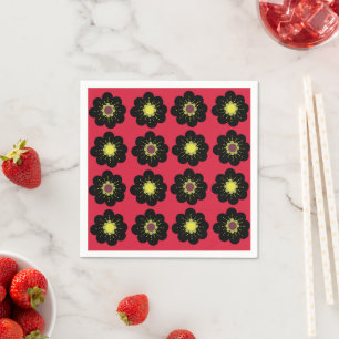 Schwarze Blume Blumenmuster Serviette