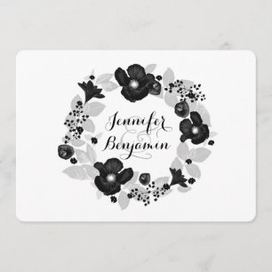 Schwarze Blume Elegante Hochzeit Einladung