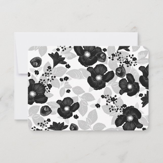 Schwarze Blume handschriftliche Vintage Hochzeit U RSVP Karte (Vorderseite)