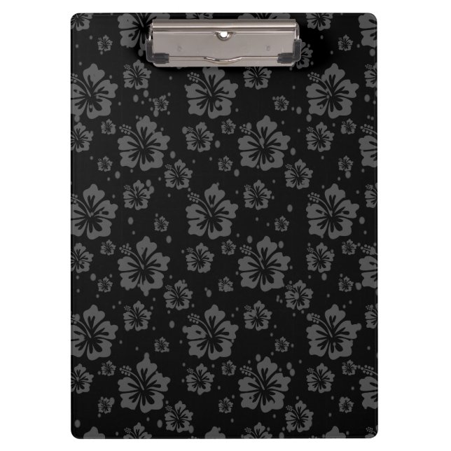 Schwarze Blume - Illustration auf schwarzem Hinter Klemmbrett (Vorderseite)