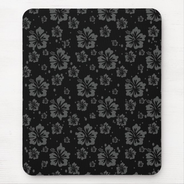 Schwarze Blume - Illustration auf schwarzem Hinter Mousepad (Vorne)