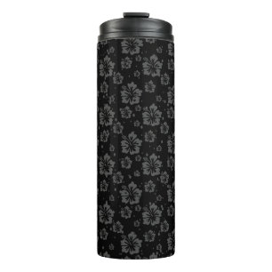 Schwarze Blume - Illustration auf schwarzem Hinter Thermosbecher