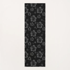 Schwarze Blume - Illustration auf schwarzem Hinter Yogamatte