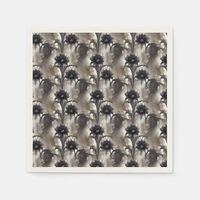 Schwarze Blume im gotischen Stil Serviette (Vorderseite)