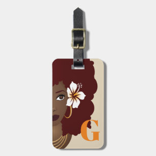 Schwarze Blume in Rotem Afro, Orange, Ursprünglich Gepäckanhänger