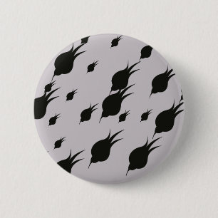 schwarze Blume in Schneeflocken Button