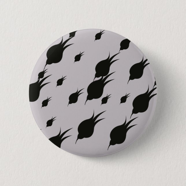schwarze Blume in Schneeflocken Button (Vorderseite)