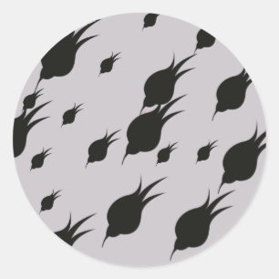 schwarze Blume in Schneeflocken Runder Aufkleber