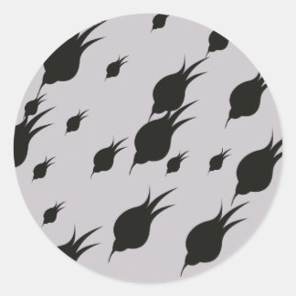 Schwarze Blume in Schneeflocken Runder Aufkleber