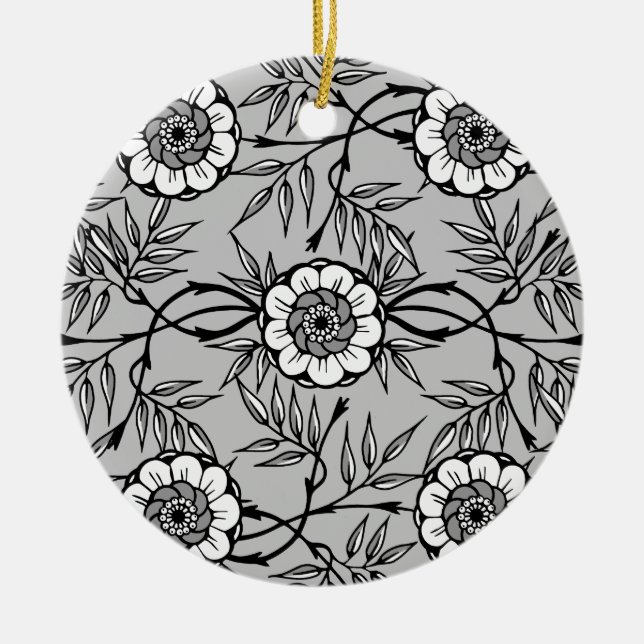 Schwarze Blume Keramikornament (Vorne)