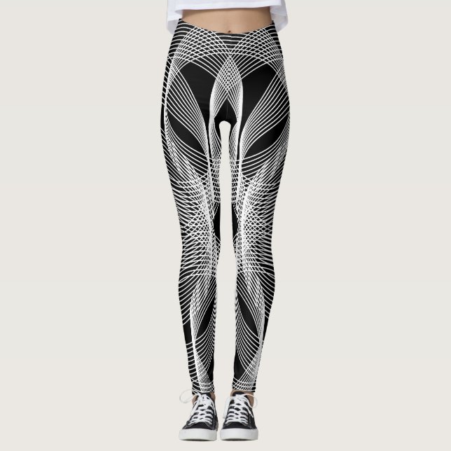 Schwarze Blume Leggings (Vorderseite)