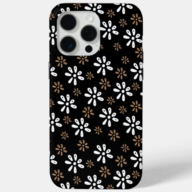 Schwarze Blume Muster iPhone 15 Pro Max Fall Case-Mate iPhone Hülle (Rückseite)