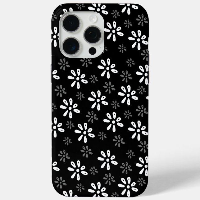 Schwarze Blume Muster iPhone 15 Pro Max Fall Case-Mate iPhone Hülle (Rückseite)