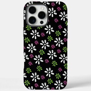 Schwarze Blume Muster iPhone 16 Pro Max Fall Hülle