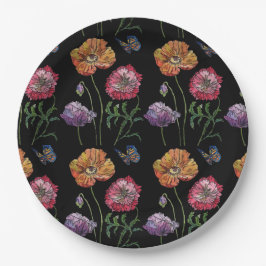 Schwarze Blume Muster Papierplatte Party-Platte Pappteller