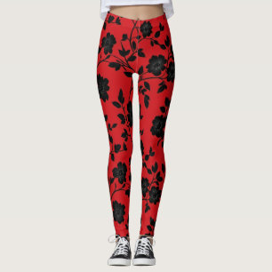 Schwarze Blume Rot Leggings