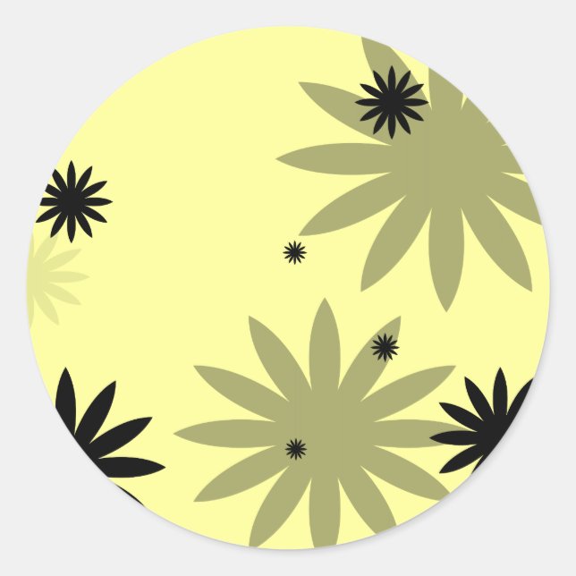 Schwarze Blume Runder Aufkleber (Vorderseite)