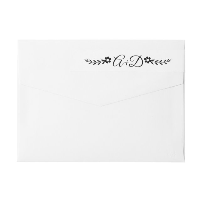 Schwarze Blume und Initialen Blumenhochzeit (Rückseite)