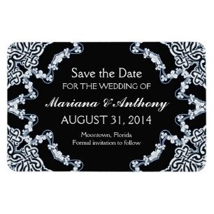schwarze Blumen-Damaskus Save-the-Date-Magnete Magnet