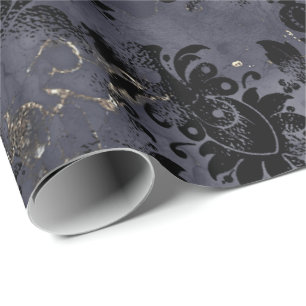 Schwarze Blumen Graphit Sepia Grungy Tinte Shabby Geschenkpapier