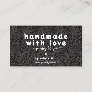 Schwarze Blumen Handmade Logo QR Code Danke Visitenkarte