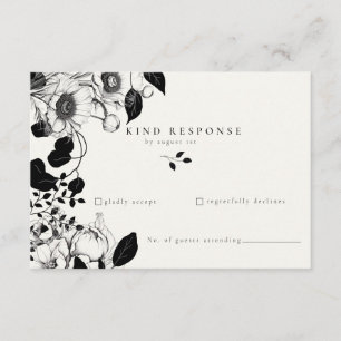 Schwarze Blumen-Hochzeits-RSVP-Karte Begleitkarte