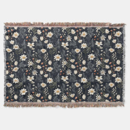 Schwarze Blumen mit Beige und Orange Decke