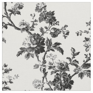 Schwarze Blumen-Toile-Wiederholung Stoff