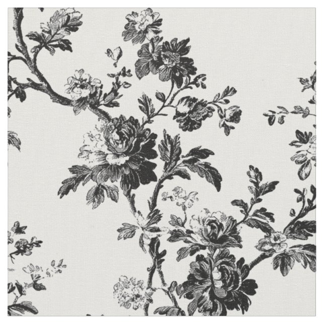 Schwarze Blumen-Toile-Wiederholung Stoff (Nahaufnahme)