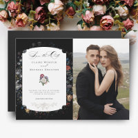 Schwarze Blumenkalligraphie/Foto Save the Date