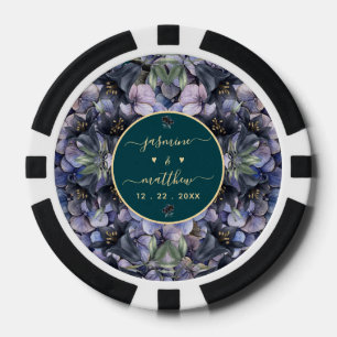 Schwarze Blumenklassiker Brautpaarnamen Hochzeit Pokerchips