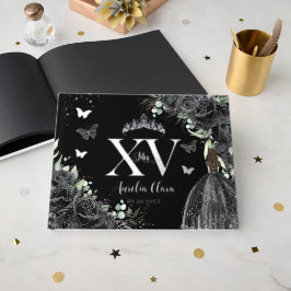 Schwarze Blumenkleidung Schmetterlinge Silver Quin Gästebuch