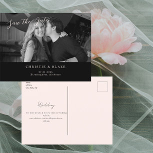 Schwarze & Blush B/W-Foto-Save-the-Date-Postkarte Postkarte