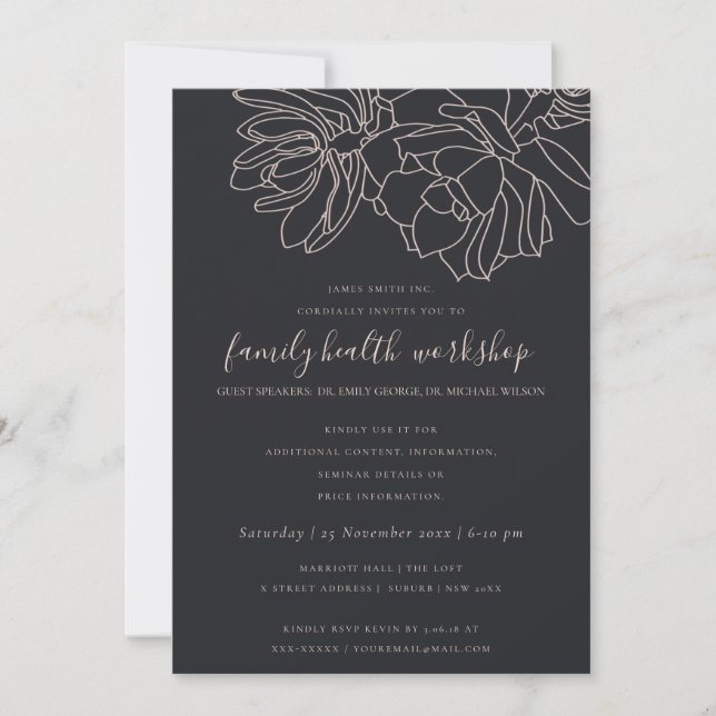 SCHWARZE BLUSH DESERT CACTI ERFOLGREICHE WORKSHOP- EINLADUNG (Vorderseite)