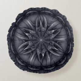 Schwarze Blüte spirituelles Muster Rundes Kissen