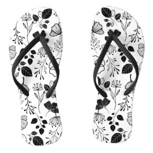 Schwarze Blüten Flip Flops