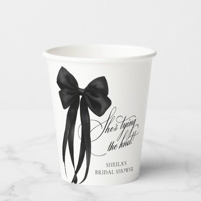 Schwarze Bogen Brautparty-Papierbecher Pappbecher (Vorderseite)