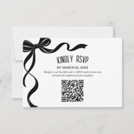 Schwarze Bogen-Hochzeits-QR-Code-Antwort-Karte RSVP Karte