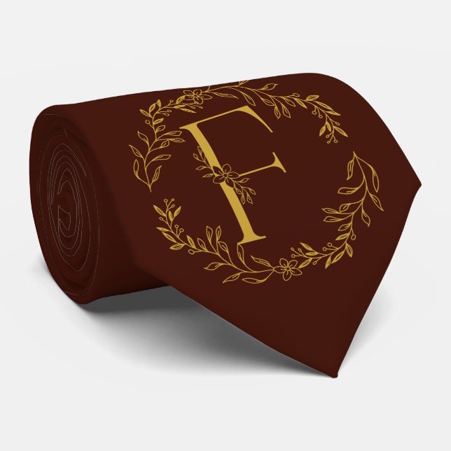 Schwarze Bohnenfarbe Monogrammierte Bräutigam-Begl Krawatte (Gerollt)
